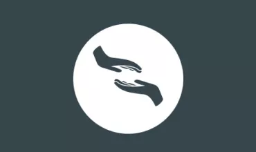 Icon of two hands reaching towards each other.