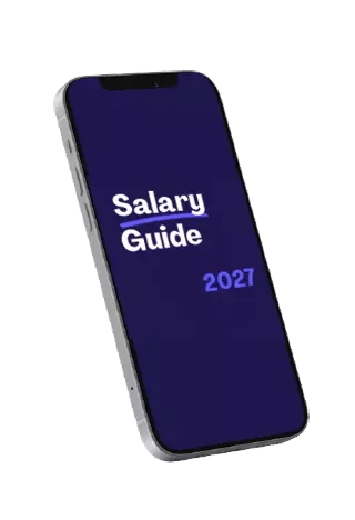 Salary guide promotional phone screen.